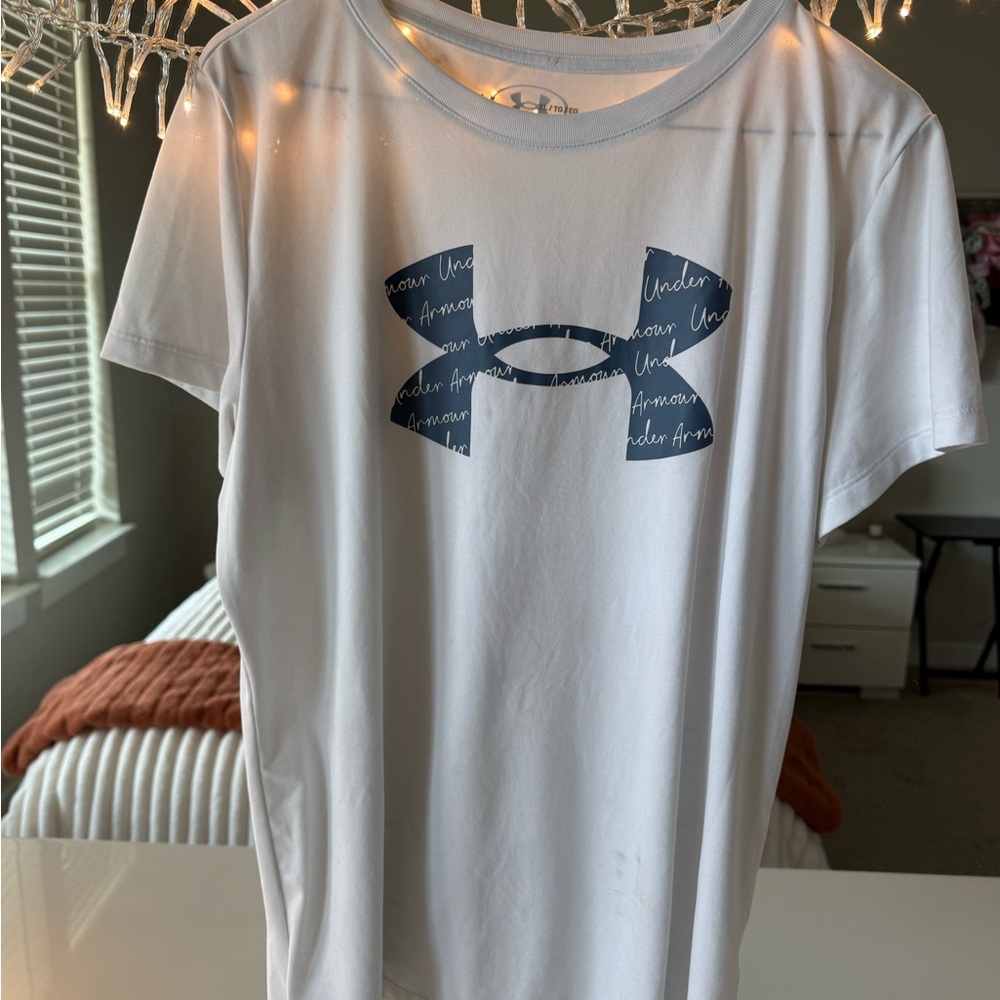 Under Armour White T-Shirt with Blue Logo